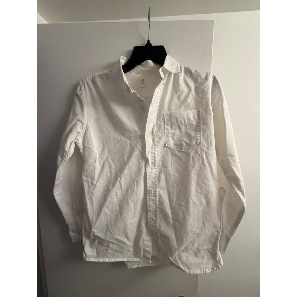 Gap Kids Boys White Oxford Long Sleeve Button Down Shirt Size XL 12 Regular